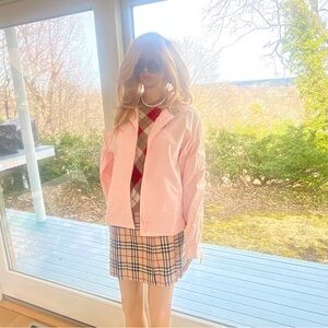 Burberry Pink Golf Windbreaker with Classic Check Trim